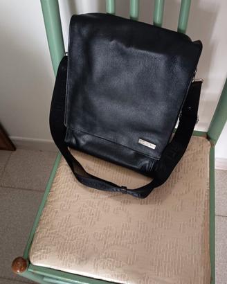 borsa pelle nera uomo