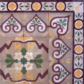 Piastrelle in graniglia antiche, tappeto liberty