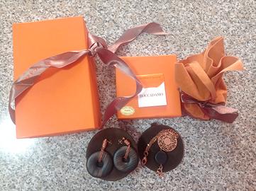 Orecchini e bracciale Boccadamo legno argento bron