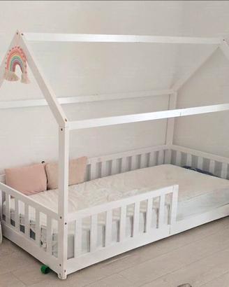 Struttura letto montessori bianco bambini 90x200