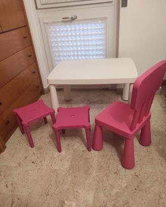 Tavolo bimbi con sedia e sgabelli