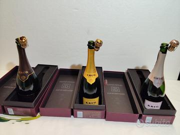 TRIS CHAMPAGNE KRUG DIVERSE CON SCATOLE VUOTE