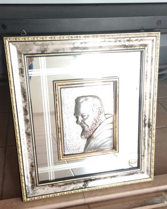 Quadro "Padre Pio" su lamina d'argento 925