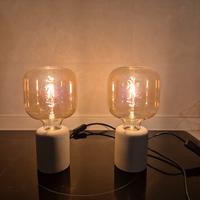 coppia di lampade abat-jour Ikea in cemento
