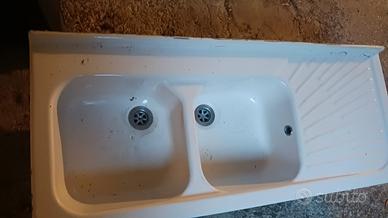 LAVABO DUE VASCHE CERAMICA VINTAGE 