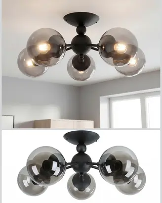 Lampadario moderno a 5 sfere in vetro