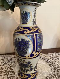 Vaso Vintage in Porcellana Cinese Bianco e Blu