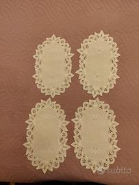 4 centrini cotone bianco ricamo a intaglio vintage