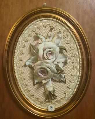 Quadro Capodimonte originale con fiori in porcella