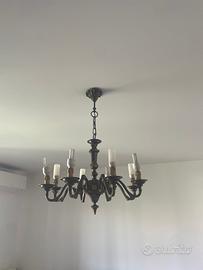 Lampadario Vintage Bronzo 8 Luci a Candela