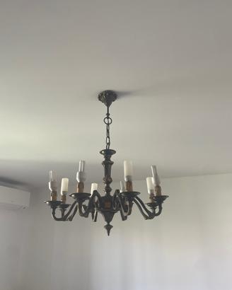 Lampadario Vintage Bronzo 8 Luci a Candela