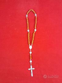 Rosario Madonna di Lourdes Legno Naturale Corda