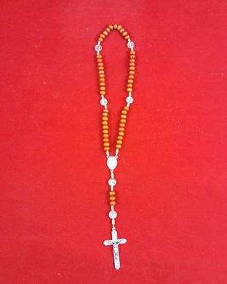Rosario Madonna di Lourdes Legno Naturale Corda
