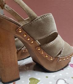 Sandali MiuMiu plateau in pelle scamosciata