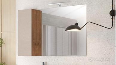 Specchio con mobiletto e luce per bagno