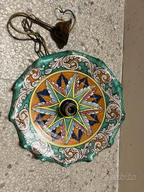 Lampadario in terracotta siciliana decorata