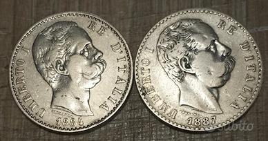 #2285 – Due Monete 2 Lire, Argento Regno Italia