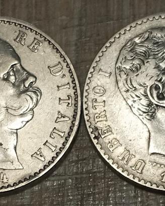 #2285 – Due Monete 2 Lire, Argento Regno Italia