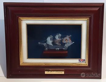 Veliero H.M.S. Discovery in vetro - quadro