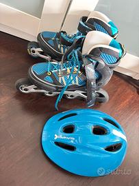 Pattini in linea Oxelo per bambino + casco B'Twin