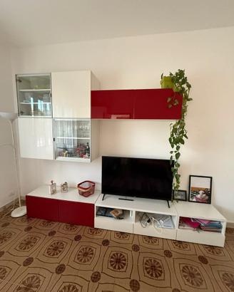 Mobile soggiorno IKEA BESTÅ 3 metri – bianco/rosso