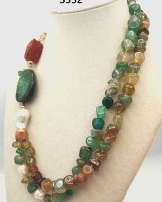 Collana AGATE multicolori, Perla scaramazza, gre C
