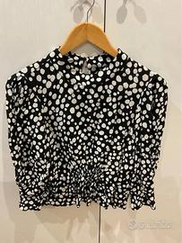 Blusa donna nera pois bianchi ZARA