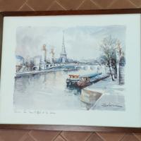 Stampa ad acquerello di Parigi