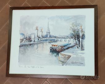 Stampa ad acquerello di Parigi