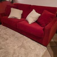 Divano letto artigianale, rosso Velvet