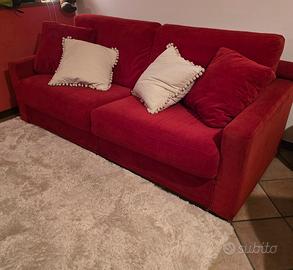 Divano letto artigianale, rosso Velvet