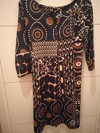 Abito donna invernale blu e arancio