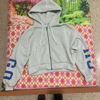 Felpa corta con cappuccio colore grigio