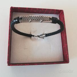 Bracciale Marlù, in vera pelle e acciaio