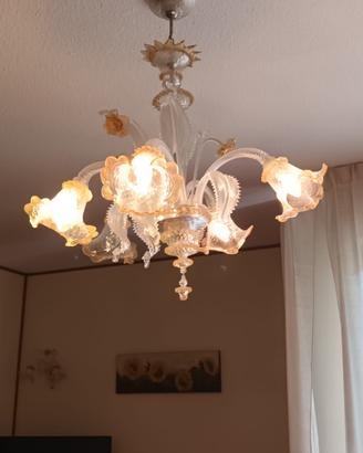 Lampadario e applique in vetro di Murano