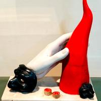 Artigianale - Mano in pietra e corno in terracotta