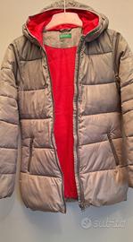 piumino Benetton grigio fucsia bambina 10 11 anni