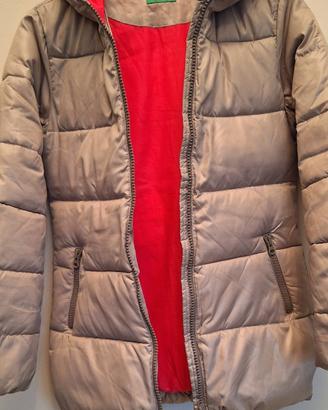 piumino Benetton grigio fucsia bambina 10 11 anni