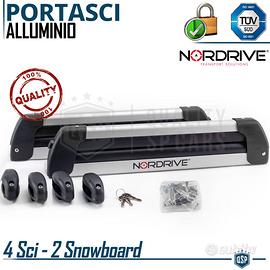 Barre Portatutto + Portasci Scorrevole Per PEUGEOT 5008 Dal 2017 – Alluminio, Per 6 Sci O 4 Snowboard