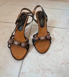 Sandali eleganti neri con tacco taglia 38
