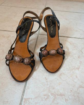 Sandali eleganti neri con tacco taglia 38