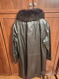 cappotto vera pelle con collo pelliccia