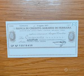 Assegno circolare 50 lire banca di credito Ferrara