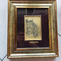 Quadro argento decorato a mano in foglia oro