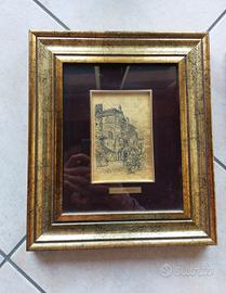 Quadro argento decorato a mano in foglia oro