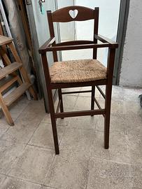 Seggiolone legno e paglia