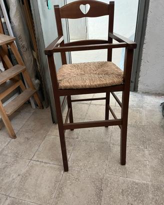 Seggiolone legno e paglia