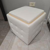 Pouf contenitore in ecopelle con vassoio