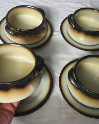 Mancioli 4 ciotole con piattini porcellana 1970