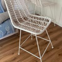 Sgabello in rattan sintetico colore bianco cm.65